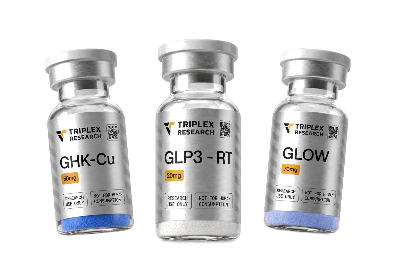 Viales GHK-Cu, GLP3 – RT y GLOW de Triplex Research